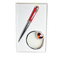 Набір подарунковий "Crystal": ручка (К) + гачок д/ сумки, червоний