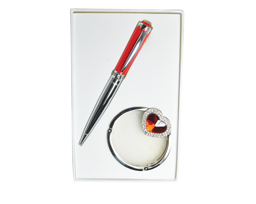 Набір подарунковий Crystal: ручка (К) + гачок д/ сумки, червоний