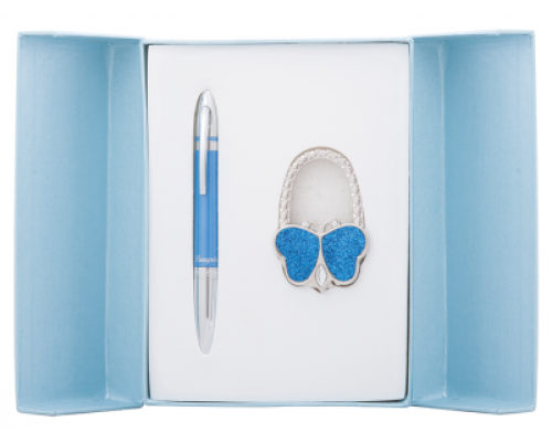 Набір подарунковий Lightness: ручка кулькова + гачок д/ сумки, синій