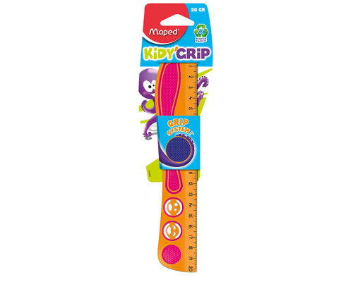 Линейка KIDY GRIP, 20см пластиковая, ассорти