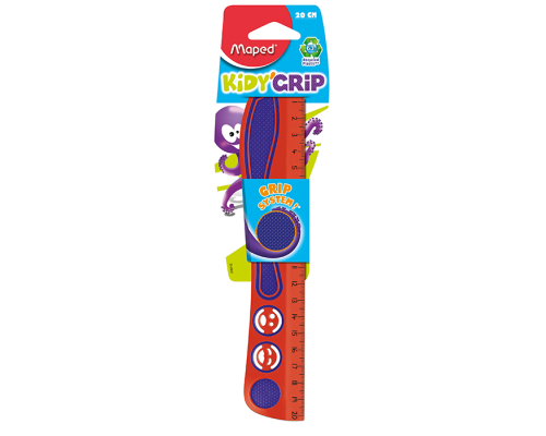 Линейка KIDY GRIP, 20см пластиковая, ассорти