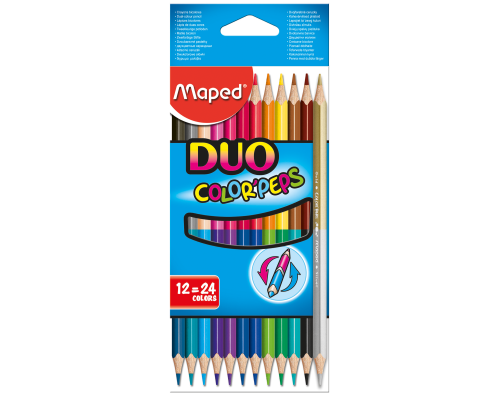 Олівці кольорові COLOR PEPS Duo, двосторонні, 12 шт., 24 кольори