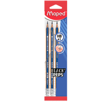 Набір олівців графітових BLACK PEPS HB, з гумкою, блістер (3 шт.)