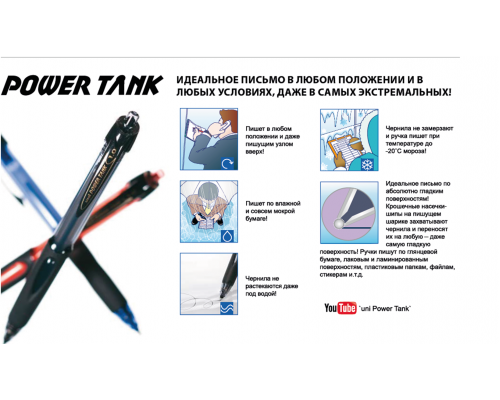 Ручка кулькова автоматична POWER TANK, 0.7мм, пише синім