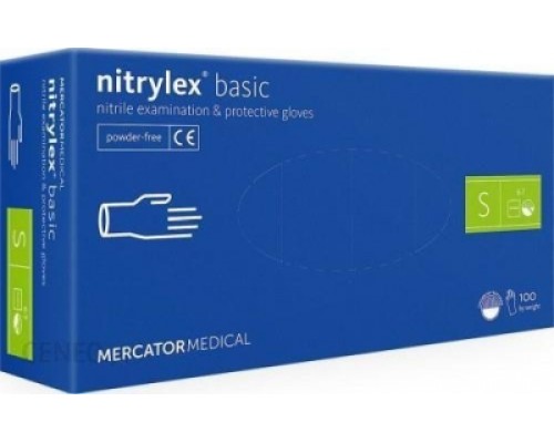 Рукавички нітрилові припудрені NITRYLEX BASIC,100 шт в уп. розмір S, сині PRO SERVICE без ПДВ