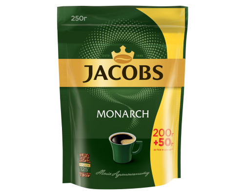 Кофе растворимый Jacobs Monarch, 250г , пакет