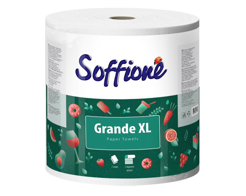 Рушник целюлозний "Soffione GRANDE XL", по 1 рул., на гільзі, 2-х шар., білий