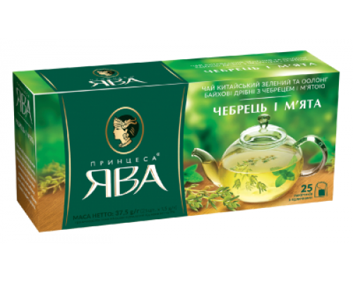 Чай зелений 1.5г*25 пакет, "Чебрець і м'ята", ПРИНЦЕСА ЯВА