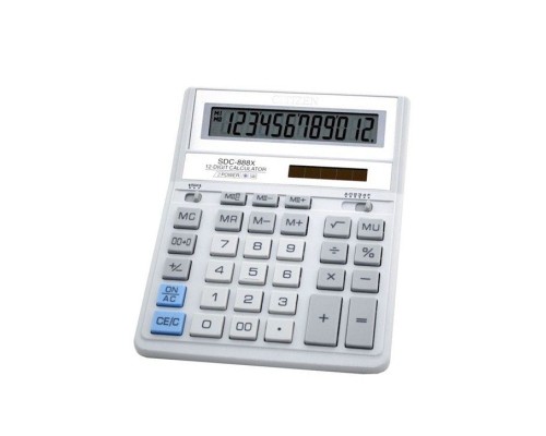 Калькулятор Citizen SDC-888 ХWH, 12 розрядів, біло-сірий
