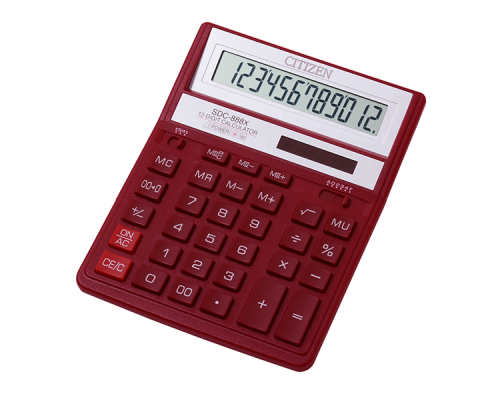 Калькулятор Citizen SDC-888 ХRD, 12 розрядів, червоний