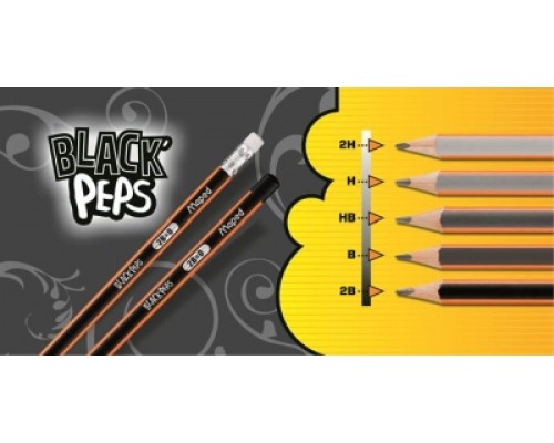 Олівець графітовий BLACK PEPS, B, з ластиком