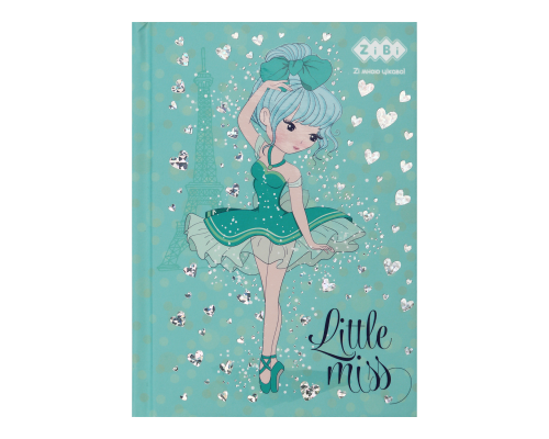 Блокнот LITTLE MISS, А-6, 64л., кл., тв. обкл., мат. лам.+лак, гліт, бірюзовий