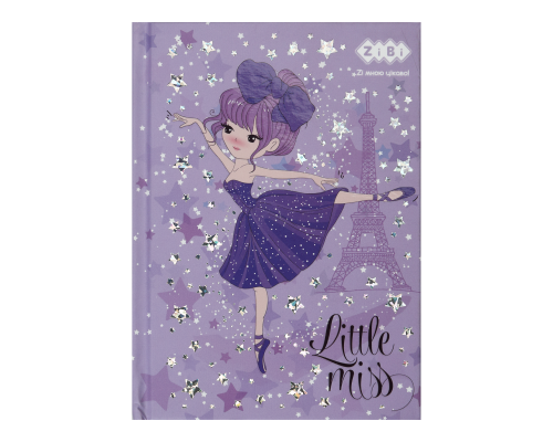 Блокнот LITTLE MISS, А6, 64 л., клетка, тв. обл., мат. ламин.+лак, фиолетовый, KIDS Line