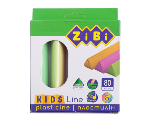 Пластилин 5 цветов неон, 80 г, KIDS Line