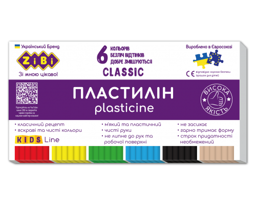 Пластилин CLASSIC 6 цветов, 120г, KIDS Line