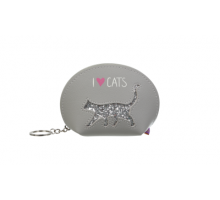 Кейс для монет CAT LOVER,12,5x8,5x4,5 см, сірий (декор: глітерний кіт)