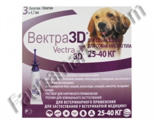 Вектра-3D 25,1-40,00 кг краплі зовн. п/параз.3шт/уп Сева