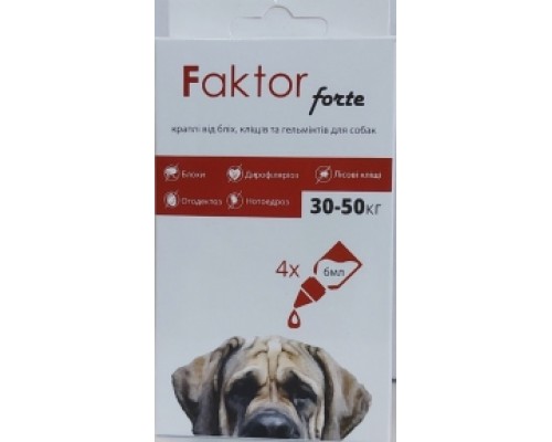 Краплі Faktor forte д/собак 6мл 30-50кг від бліх, кліщів, гельм.(4шт/уп)