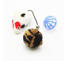 НАБІР іграшок д/кот.Миша кольорова+ кулька з пером+барабанчик XW4793