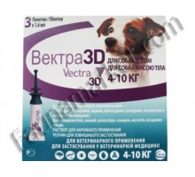 Вектра-3D 4,1-10,00 кг капли наружн.п/паразит. 3шт/уп Сева