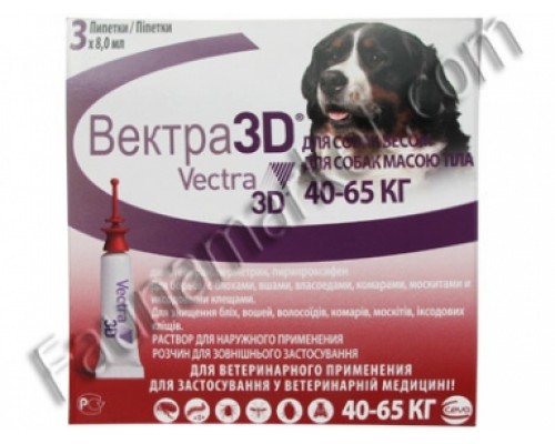 Вектра-3D 40,1-65,00 кг краплі зовн. п/параз.3шт/уп Сева