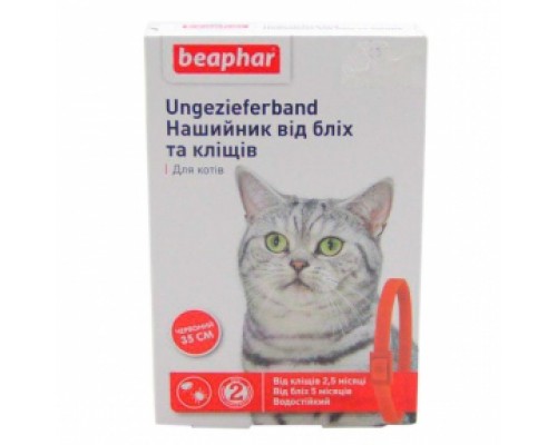 Ошейник ЕЛЕГАНТ 35см д/кішок п/бліх і кліщів  ЧЕРВОНИЙ Беафар 132515