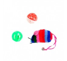 НАБІР іграшок д/кот.Миша кольорова+2 м'ячики-брязкальця) XW0338