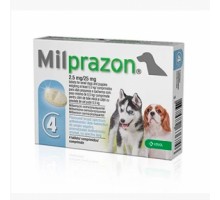 Милпразон 2,5мг тв 4шт/блистер д/соб. 0,5-5кг (мильбемиц+празиков), KРКА
