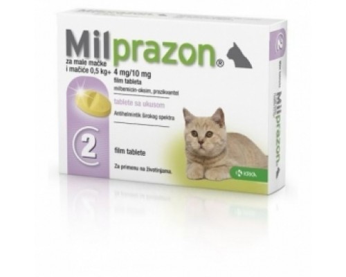 Мілпразон 4,0мг тб №4 блістер д/котів/кошенят 0,5кг-2кг (мільбеміц.+празик.)